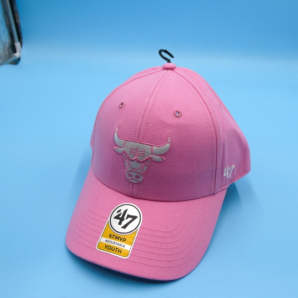'47 MVP Hat Youth Chicago Bulls Pink Adjustable NBA Baseball Cap Cotton